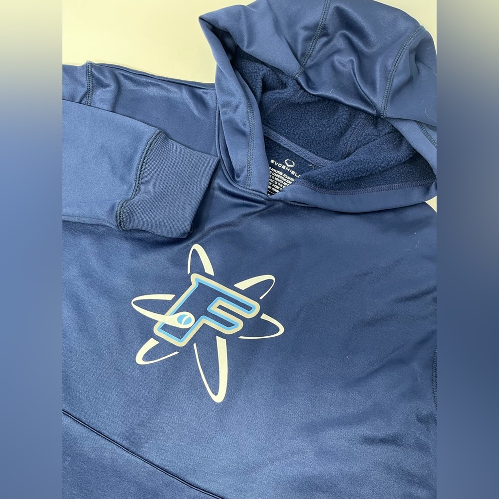 Evoshield Size Youth Large Hooded Blue Sweatshirt Used White F Swoosh Logo GHI9